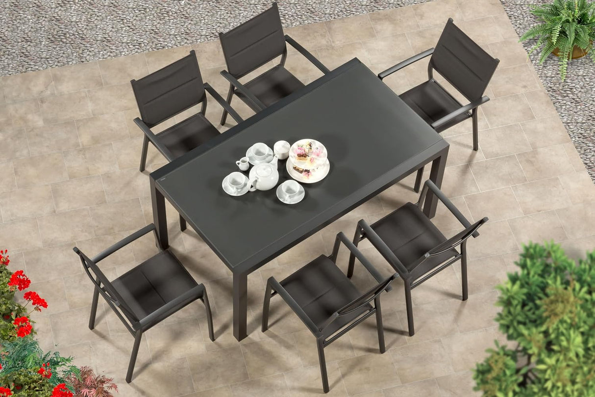 Sydney Aluminium 6 Seat Small Rectangular Dining Set