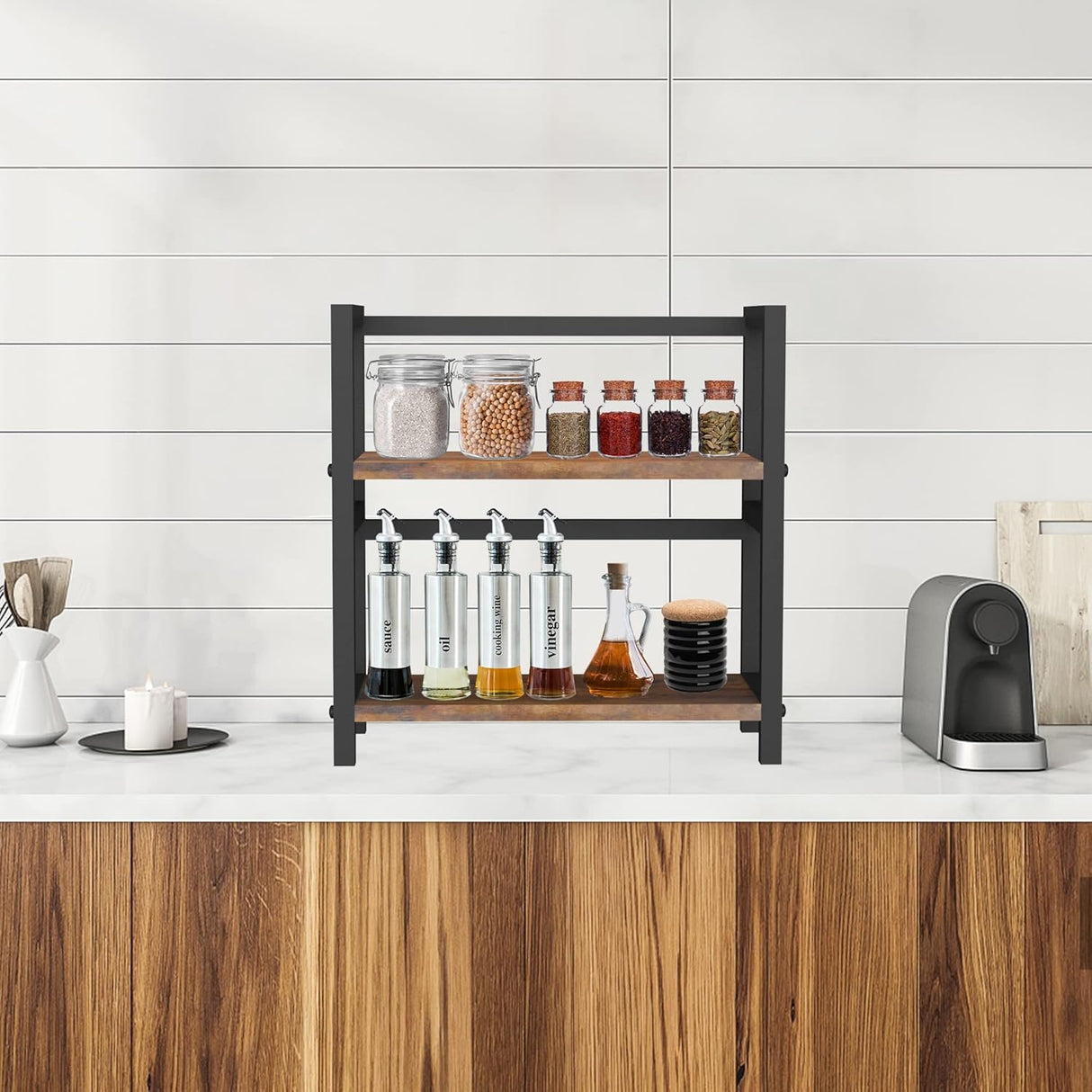 Wooden Cupboard Organiser Shelves - 2 Tier