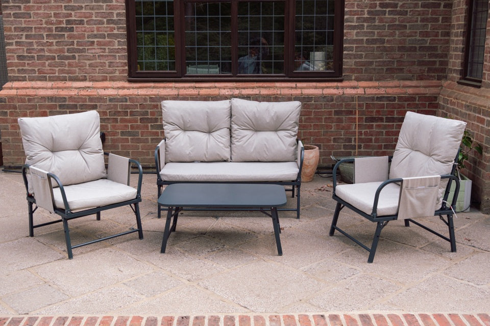 Perth Folding 4 Piece Garden Furniture Set - Great for Caravans or Limited Space!