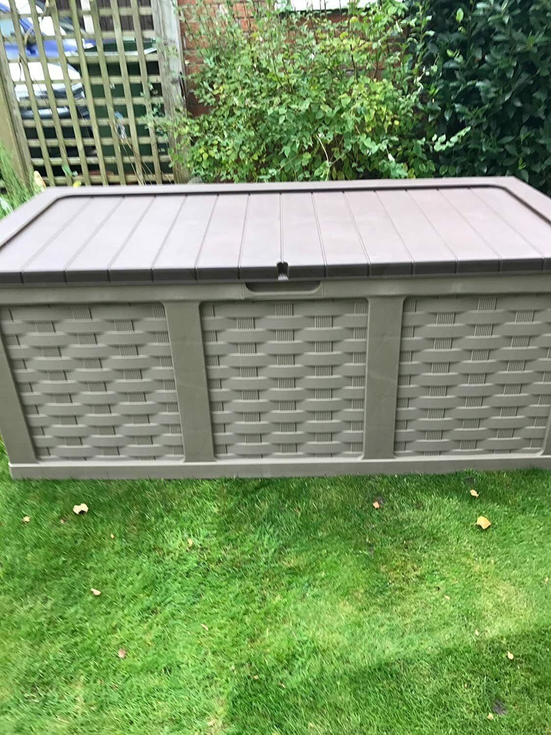 XXL Sit On Lid Rattan Effect Storge Box Mocha - 634L