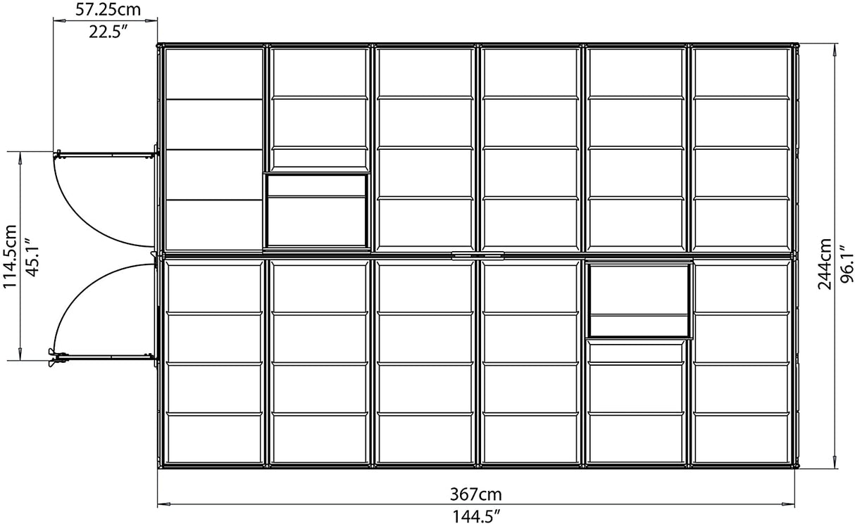 Octave 8' x 12' Greenhouse - Silver Frame & Clear Polycarbonate Panels