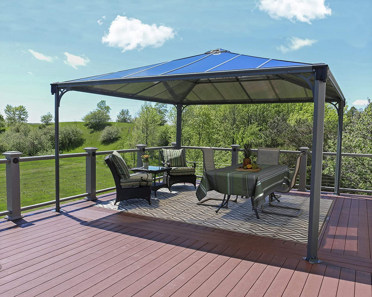 Palermo 4.3m x 4.3m Garden Gazebo in Grey with Polycarbonate Roof