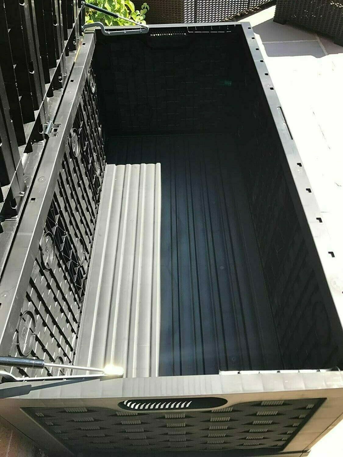 Starplast XXL Sit On Lid Rattan Effect Storge Box Black - 634L