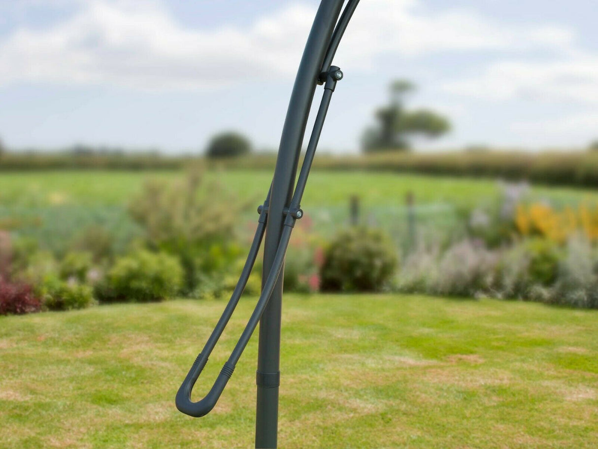 3m Garden Parasol With Solar Lights - Grey