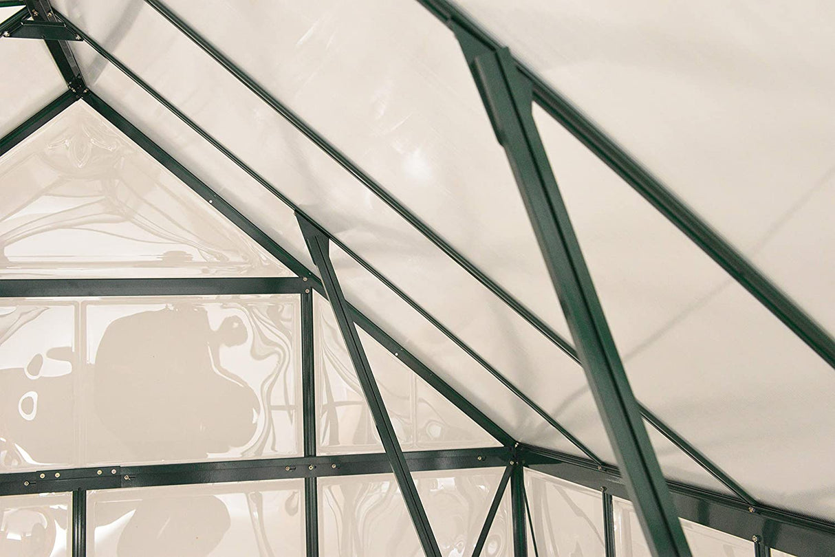 Balance 8' x 12' Greenhouse - Green Frame & Hybrid Polycarbonate Panels