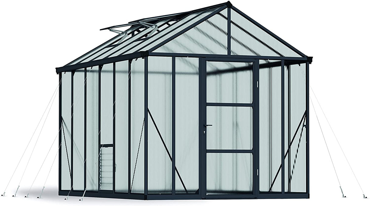 Glory 8' x 12' Greenhouse - Grey Frame & Multiwall Polycarbonate Panels