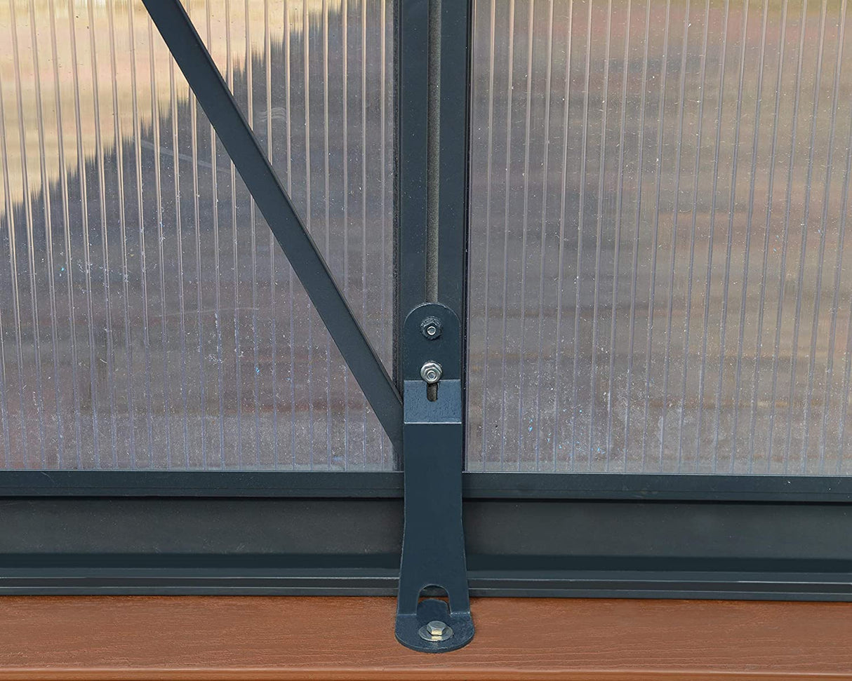 Glory 8' x 12' Greenhouse - Grey Frame & Multiwall Polycarbonate Panels