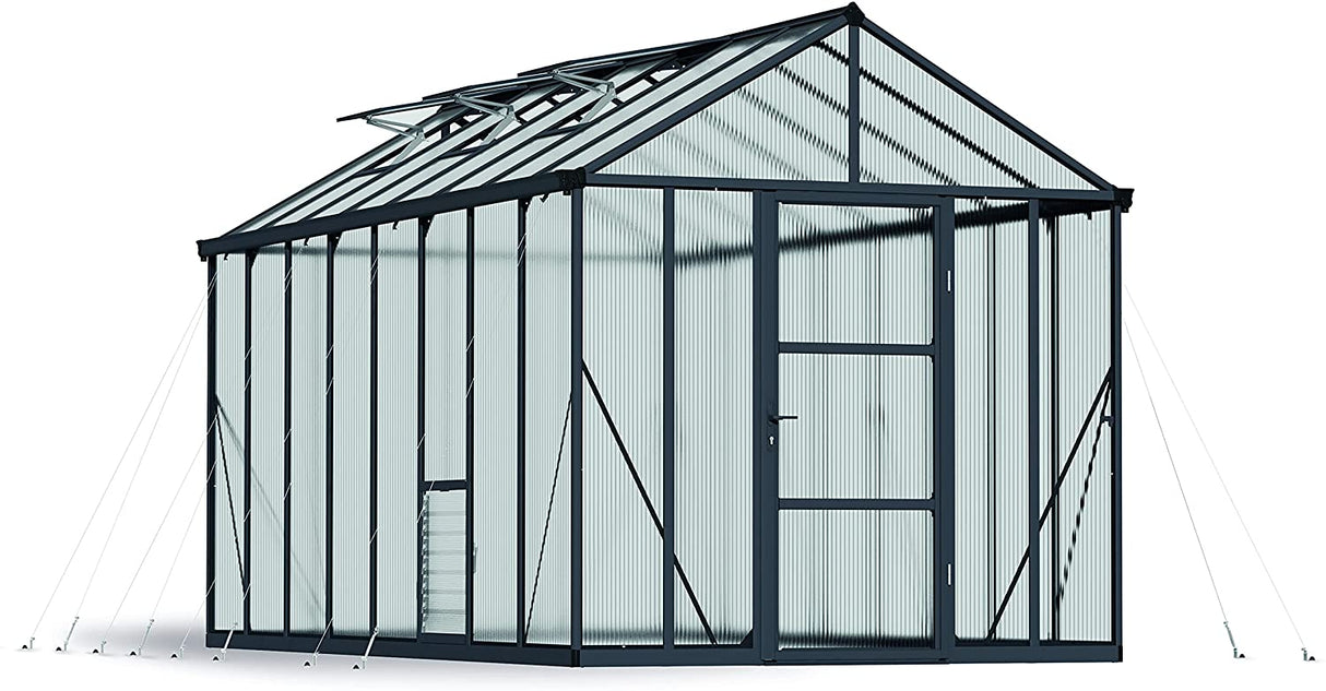 Glory 8' x 16' Greenhouse - Grey Frame & Multiwall Polycarbonate Panels