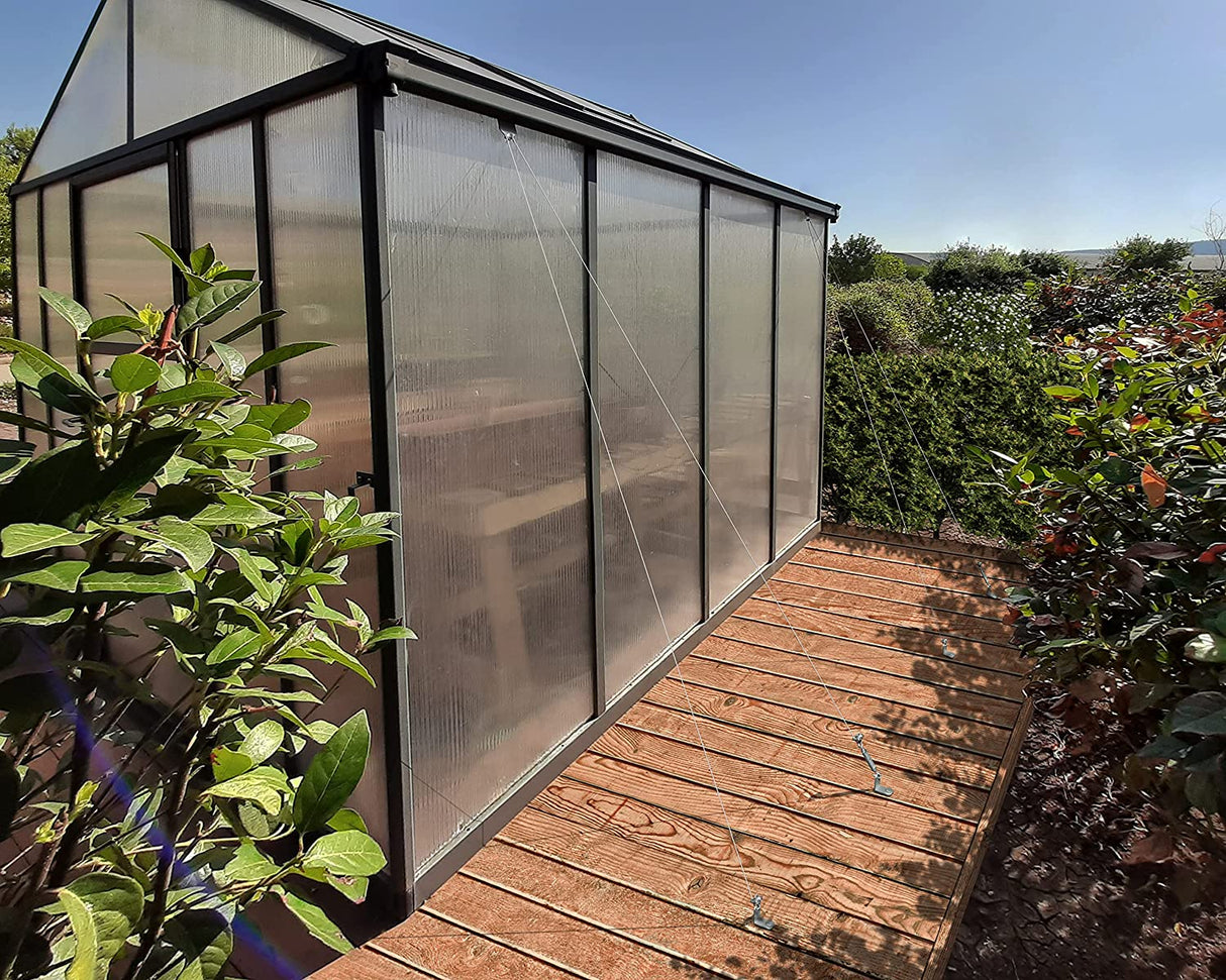 Glory 8' x 16' Greenhouse - Grey Frame & Multiwall Polycarbonate Panels