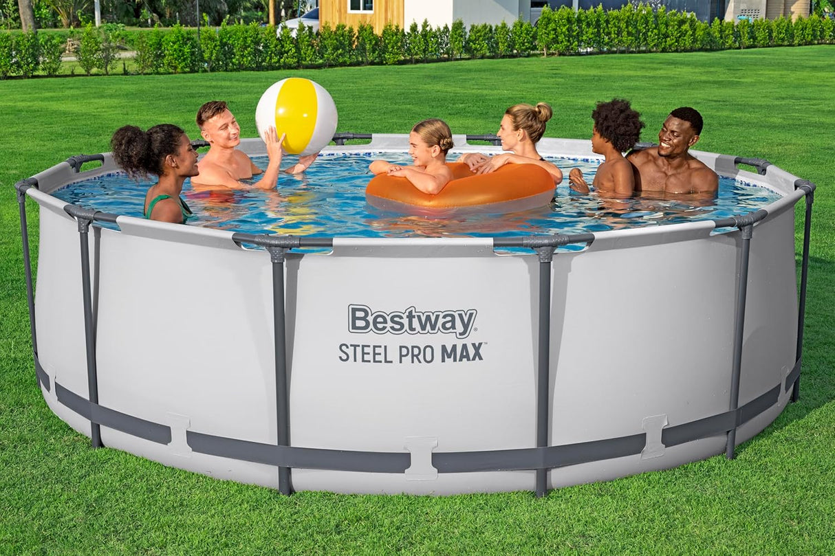 Bestway 12ft x 39.5in Grey Round Steel Pro Max Above Ground Pool Set