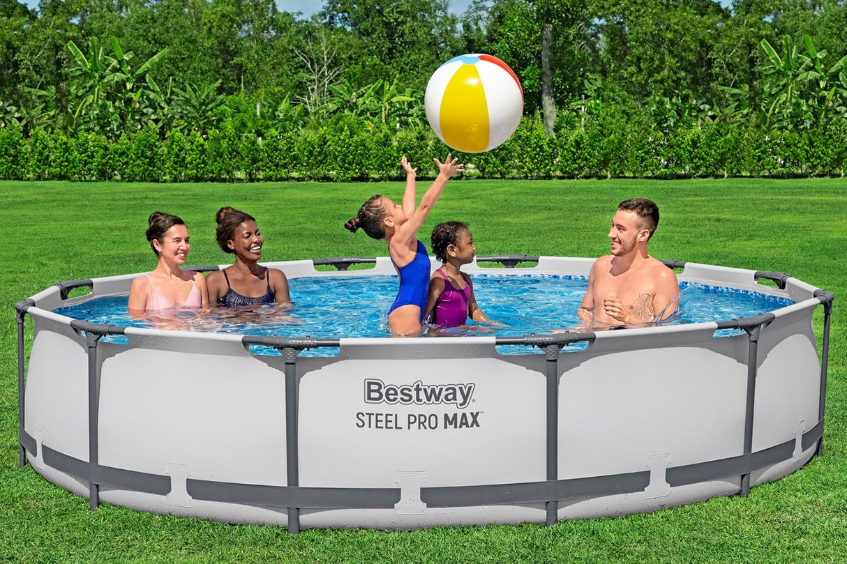 Bestway 12ft x 30in Grey Round Steel Pro Max Above Ground Pool Set