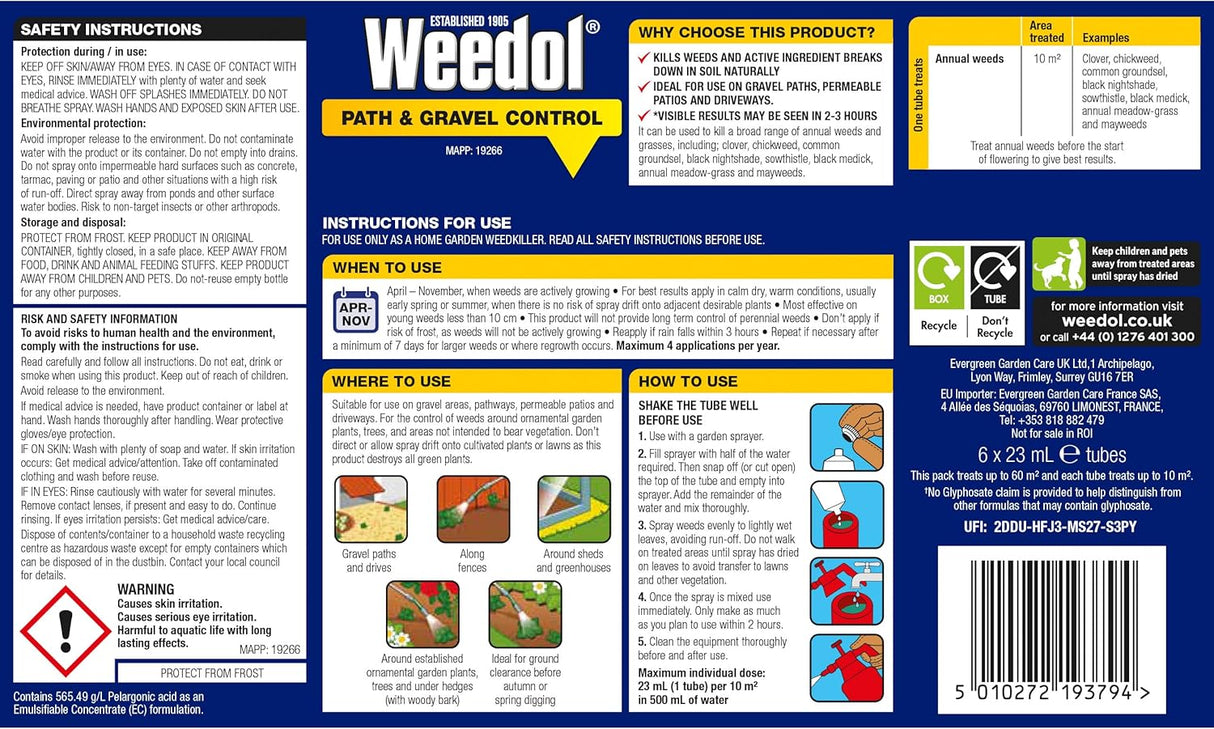 Weedol Path Weed Killer Liquid Concentrate - 6 Tubes