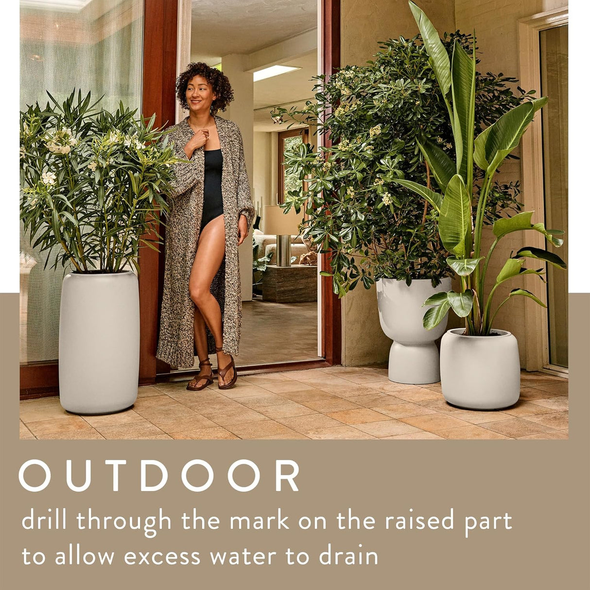 Amber Coupe Round 41cm Indoor / Outdoor Plant Pot - Linen White