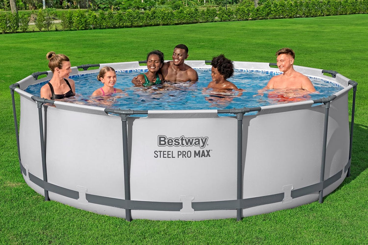 Bestway 12ft x 39.5in Grey Round Steel Pro Max Above Ground Pool Set