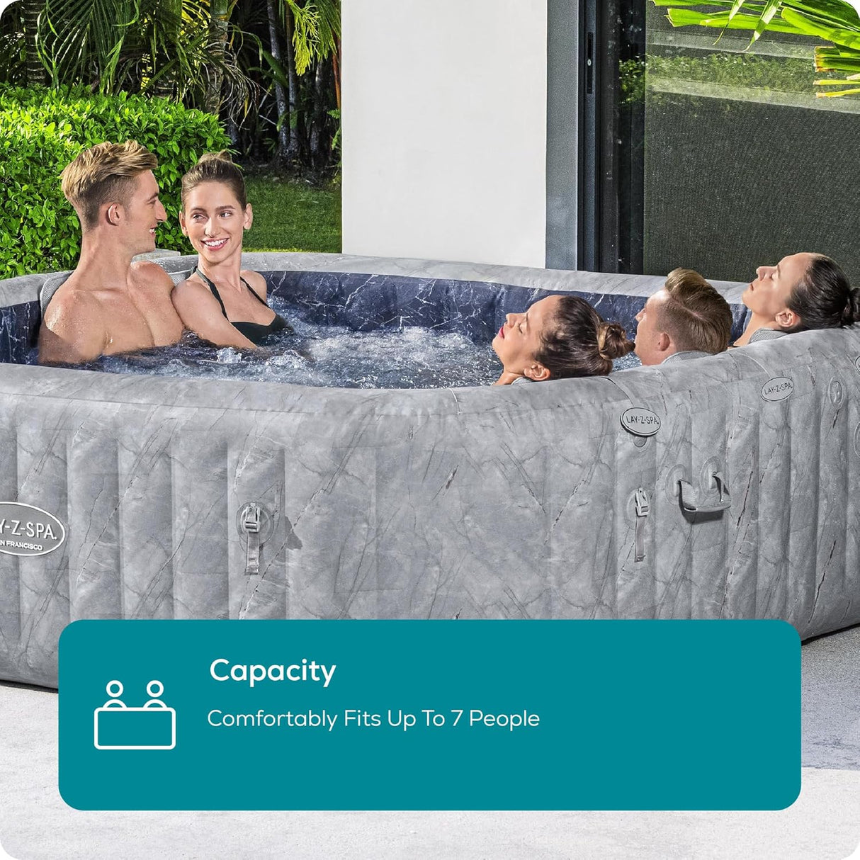 Lay-Z-Spa San Francisco, Intergrated EnergySense Liner, 10 HydroJet Massage System Inflatable Hot Tub, 5-7 Person