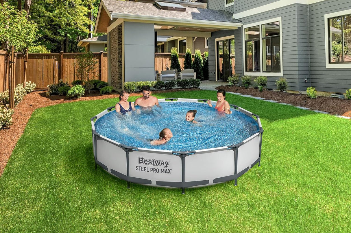 Bestway 12ft x 30in Grey Round Steel Pro Max Above Ground Pool Set
