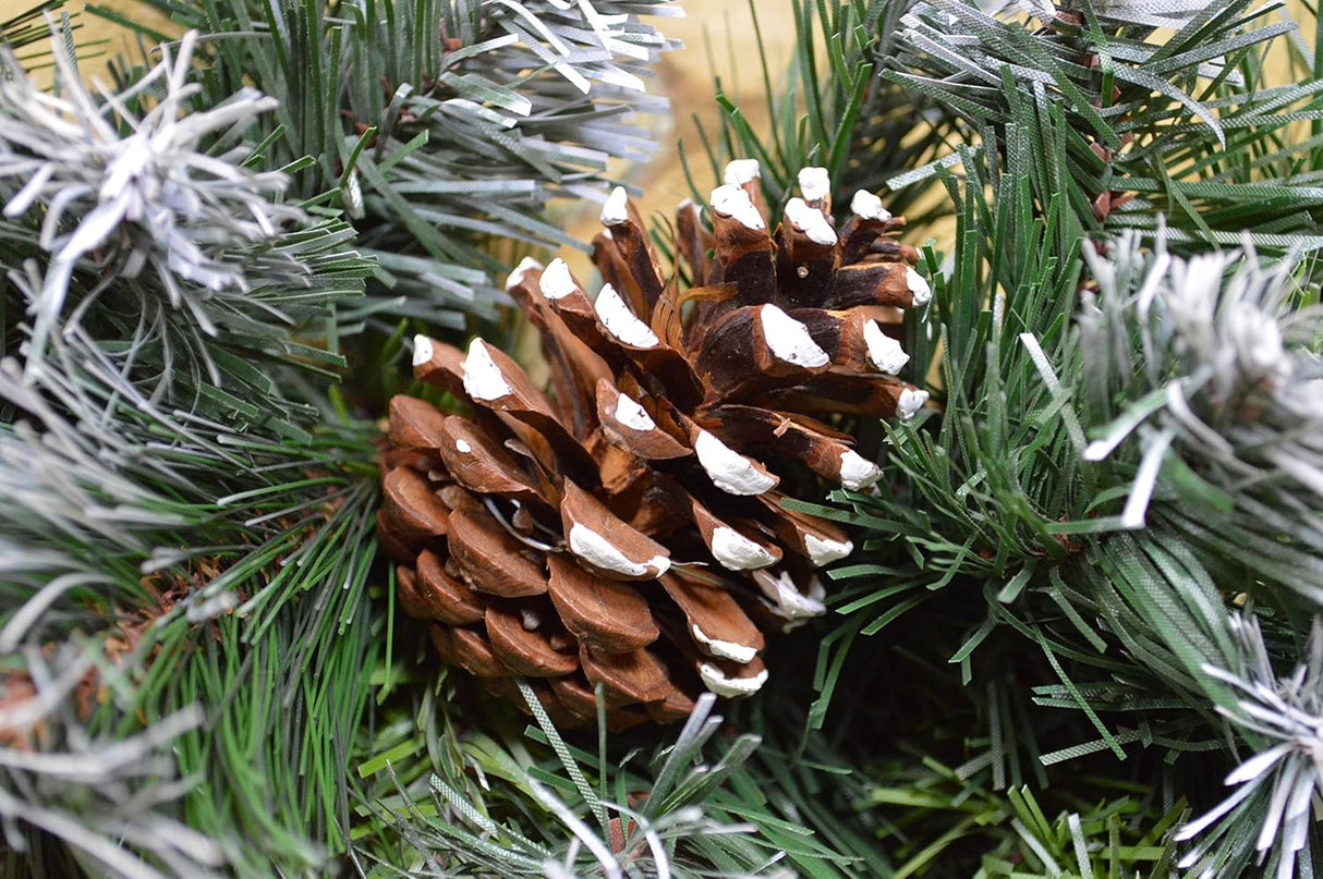 90cm/3ft Frosted Glacier Christmas Swag with Pine Cones