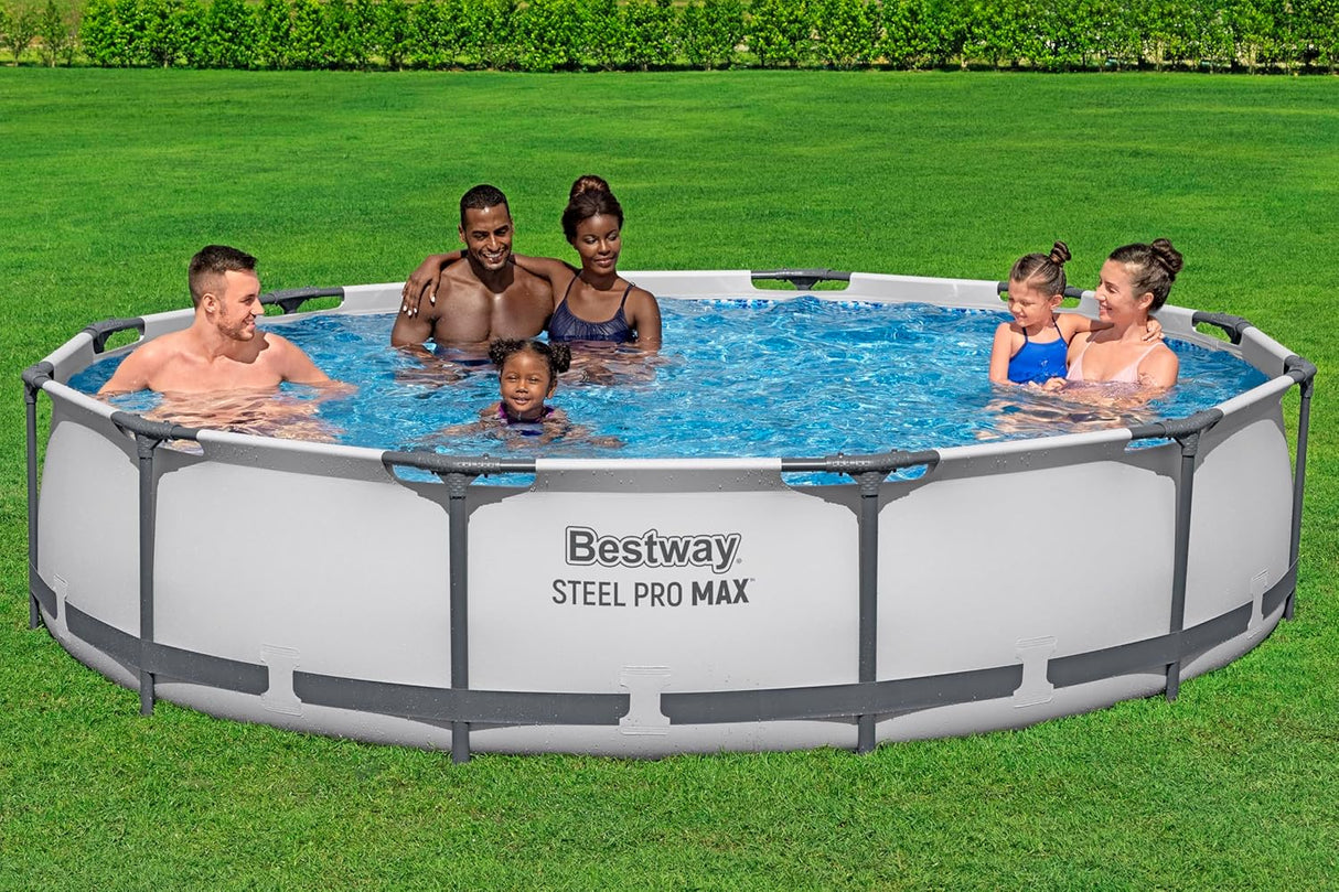 Bestway 12ft x 30in Grey Round Steel Pro Max Above Ground Pool Set