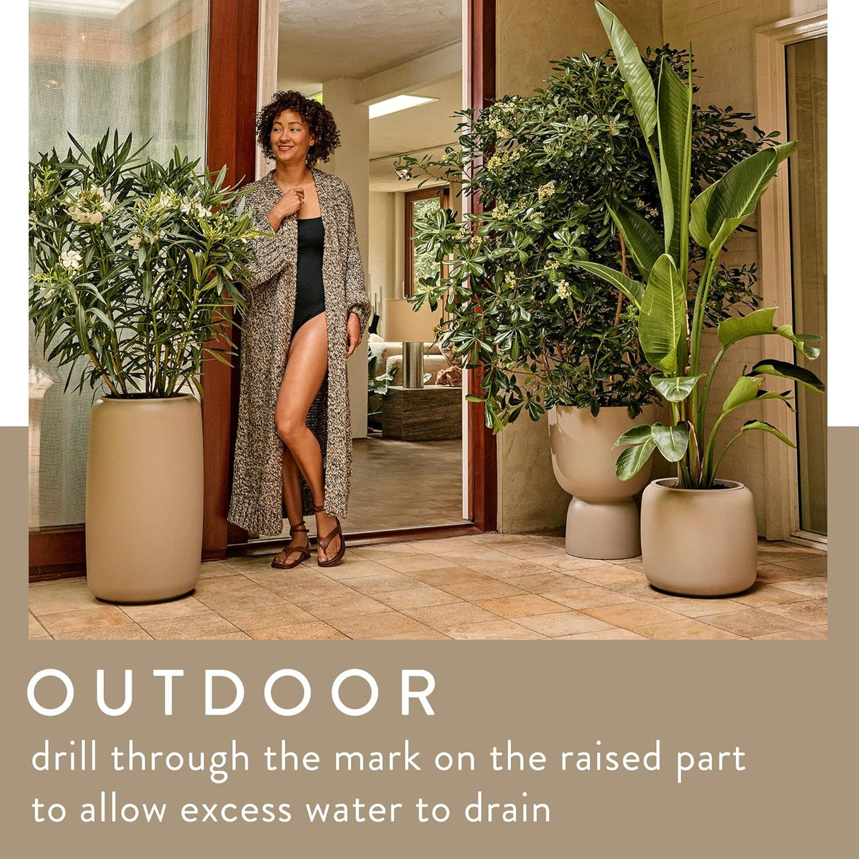 Amber Coupe Round 35cm Indoor / Outdoor Plant Pot - Balanced Beige