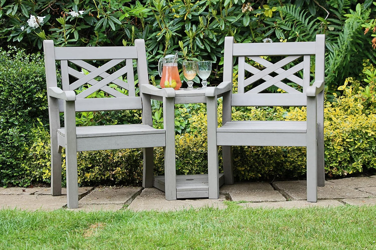 Winawood Speyside Polymer Wood Effect Love Seat - Stone Grey