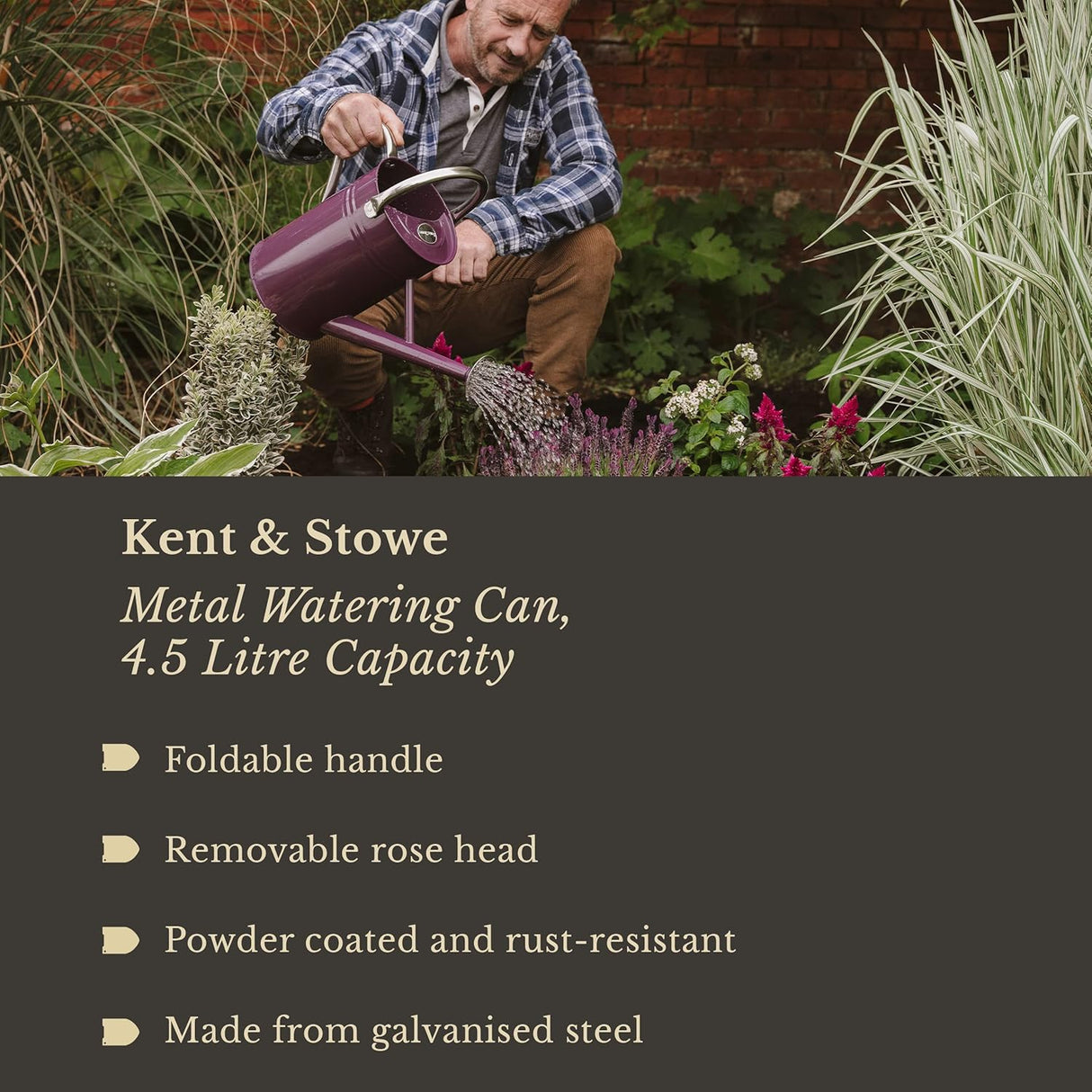 4.5L Metal Watering Can in Deep Violet