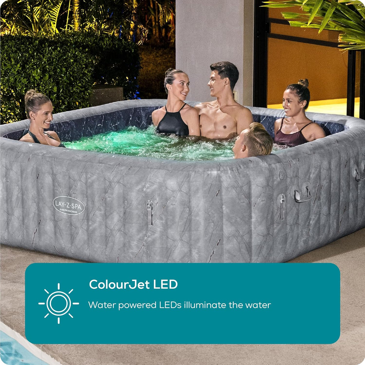 Lay-Z-Spa San Francisco, Intergrated EnergySense Liner, 10 HydroJet Massage System Inflatable Hot Tub, 5-7 Person