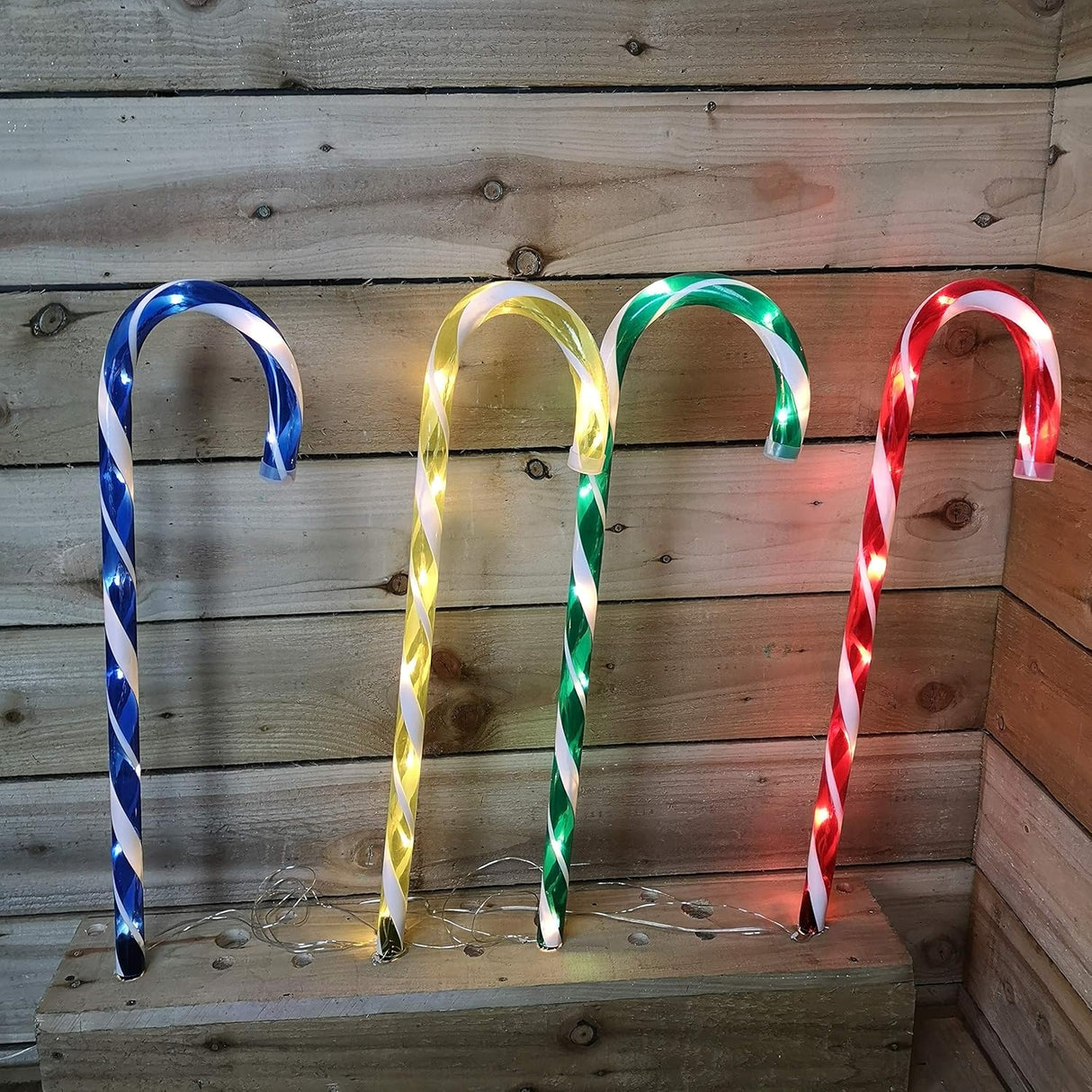 75cm LED Candy Cane Garden Stakes - Set of 4