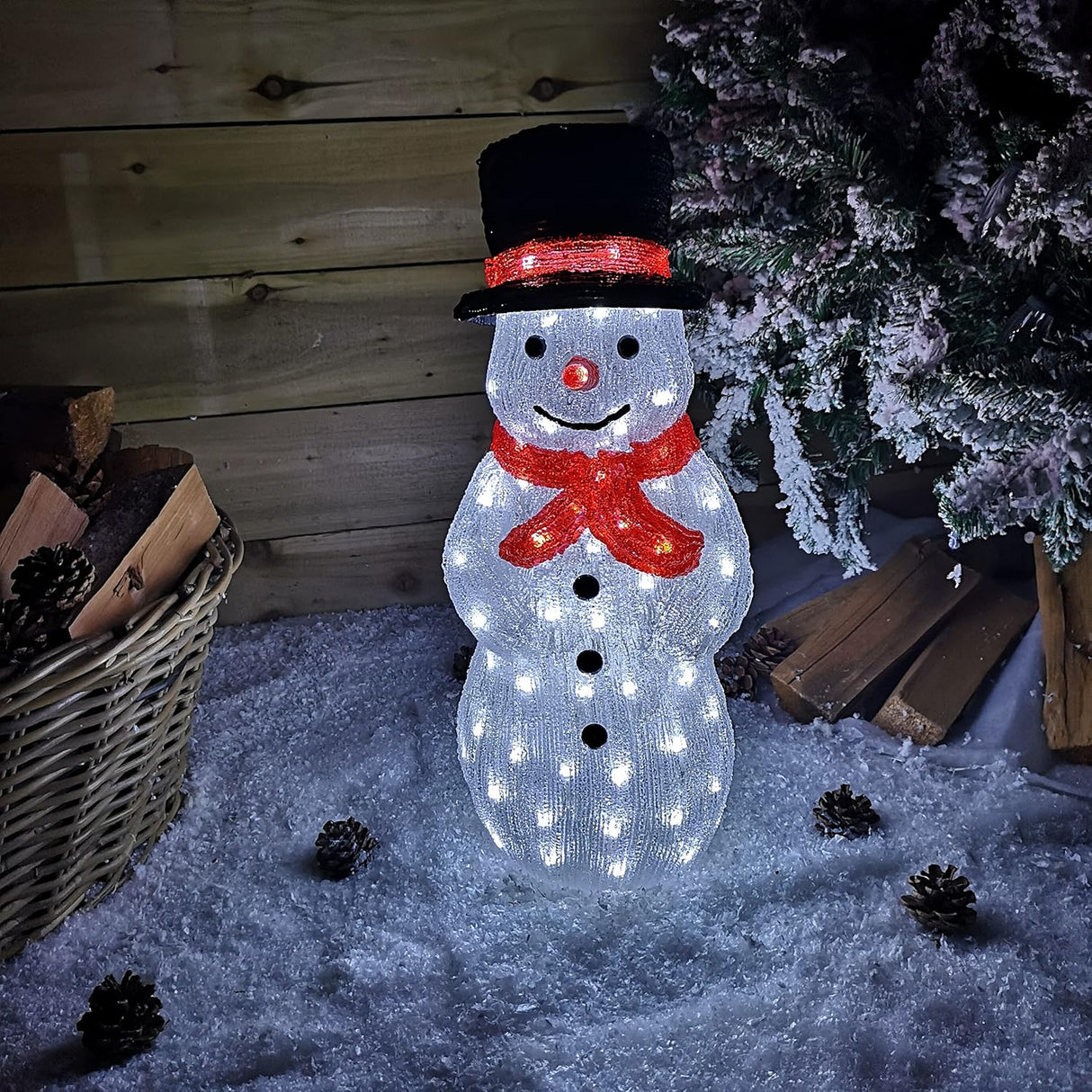 52.5cm Acrylic Standing Snowman with 100 White LEDs