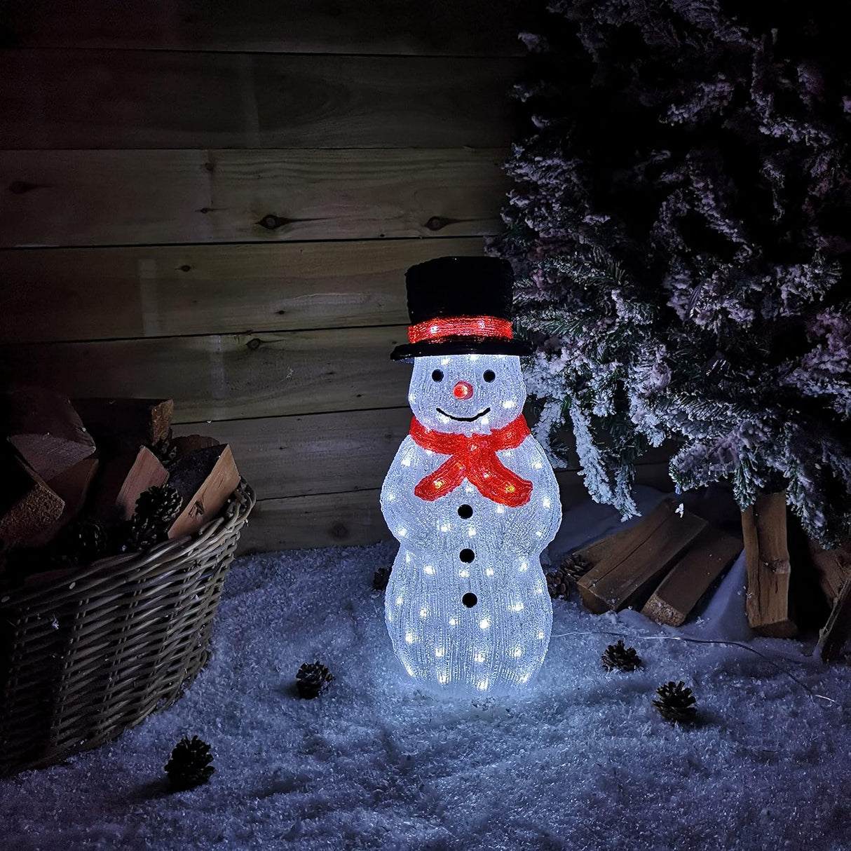 52.5cm Acrylic Standing Snowman with 100 White LEDs