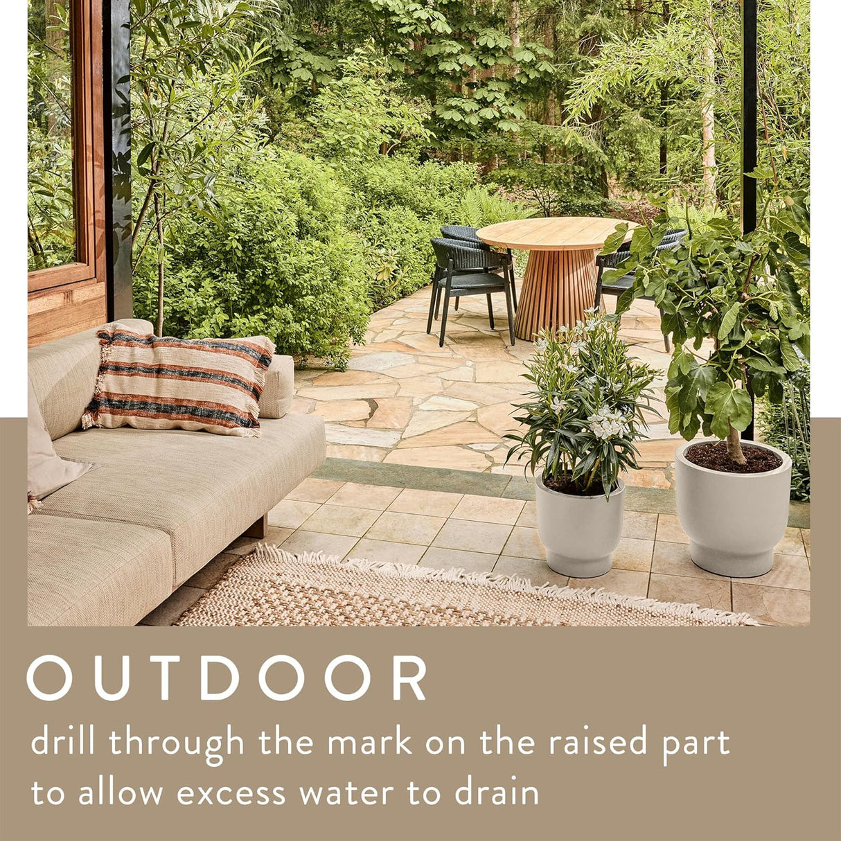 Amber Grail 30cm Indoor / Outdoor Plat Pot - Linen White