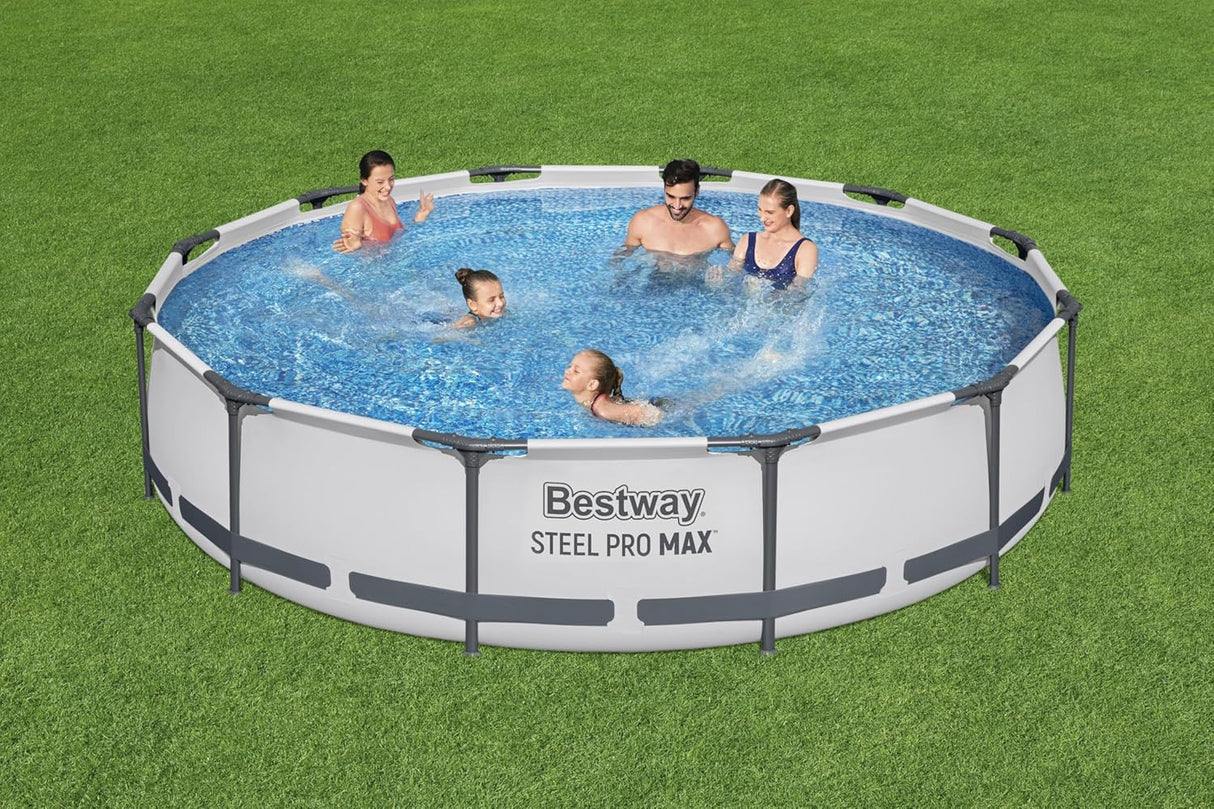 Bestway 12ft x 30in Grey Round Steel Pro Max Above Ground Pool Set