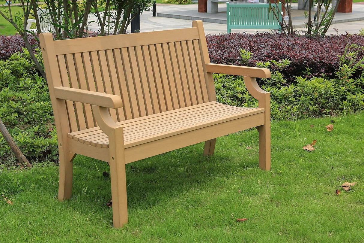 Winawood Sandwick Polymer Wood Effect 2 Seat Garden Bench - New Teak