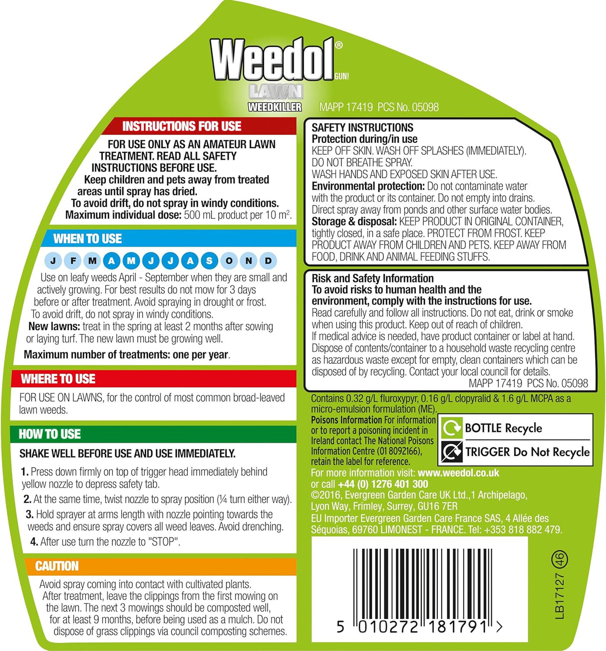 Weedol Lawn Weedkiller Spray, 800 ml
