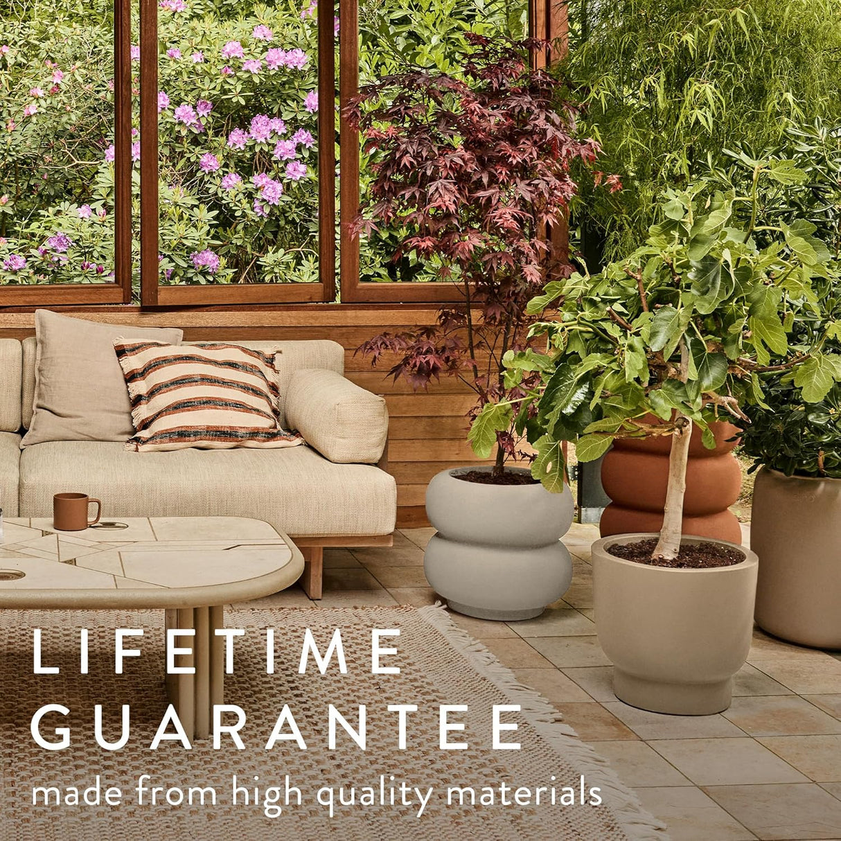 Amber Grail 30cm Indoor / Outdoor Plat Pot - Linen White