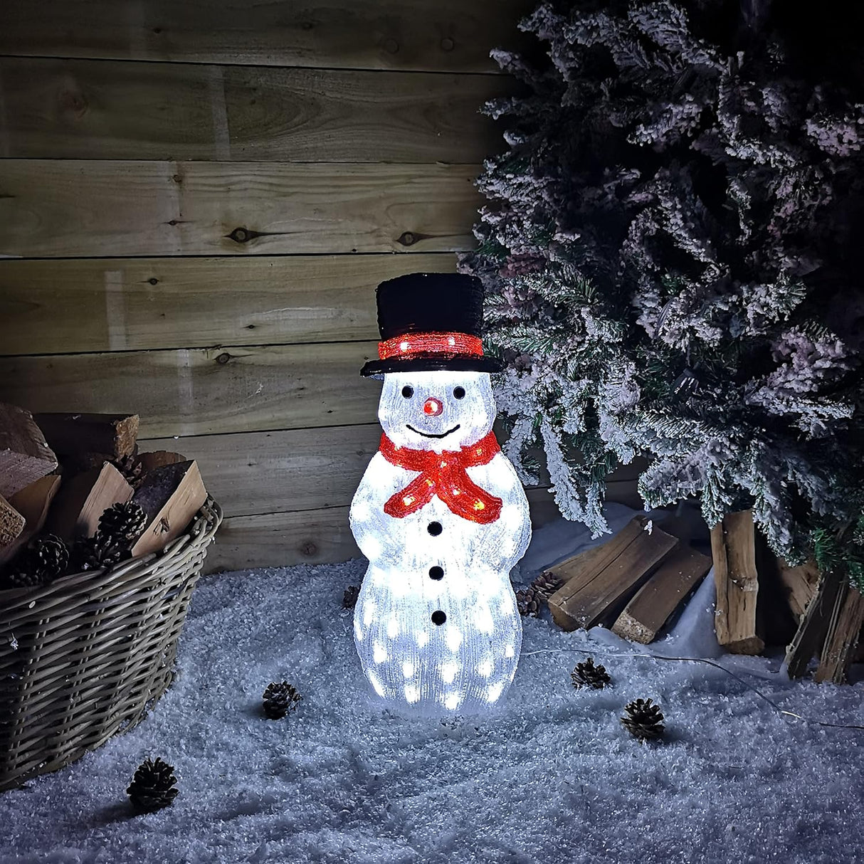 52.5cm Acrylic Standing Snowman with 100 White LEDs