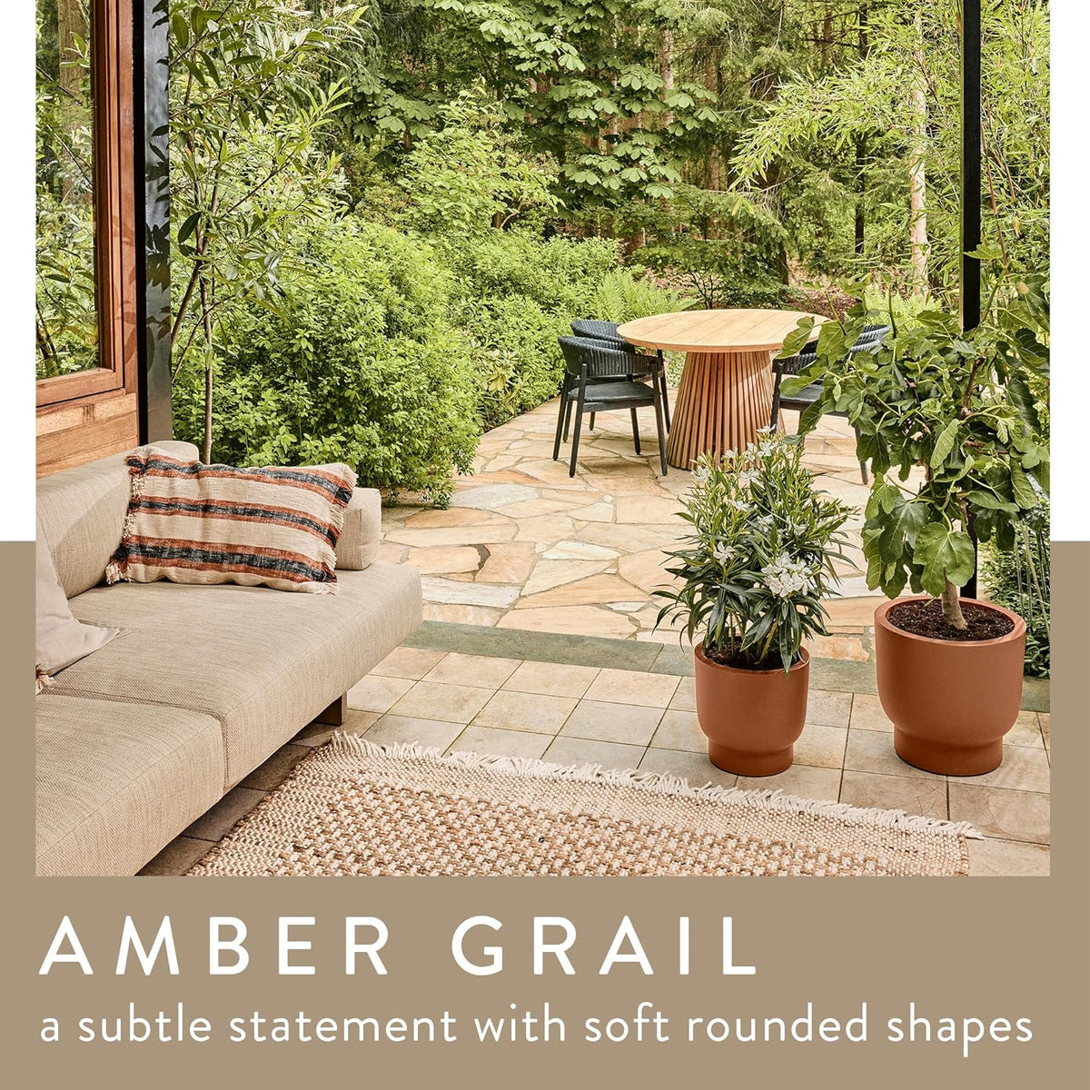 Amber Grail 40cm Indoor / Outdoor Plat Pot - Caramel