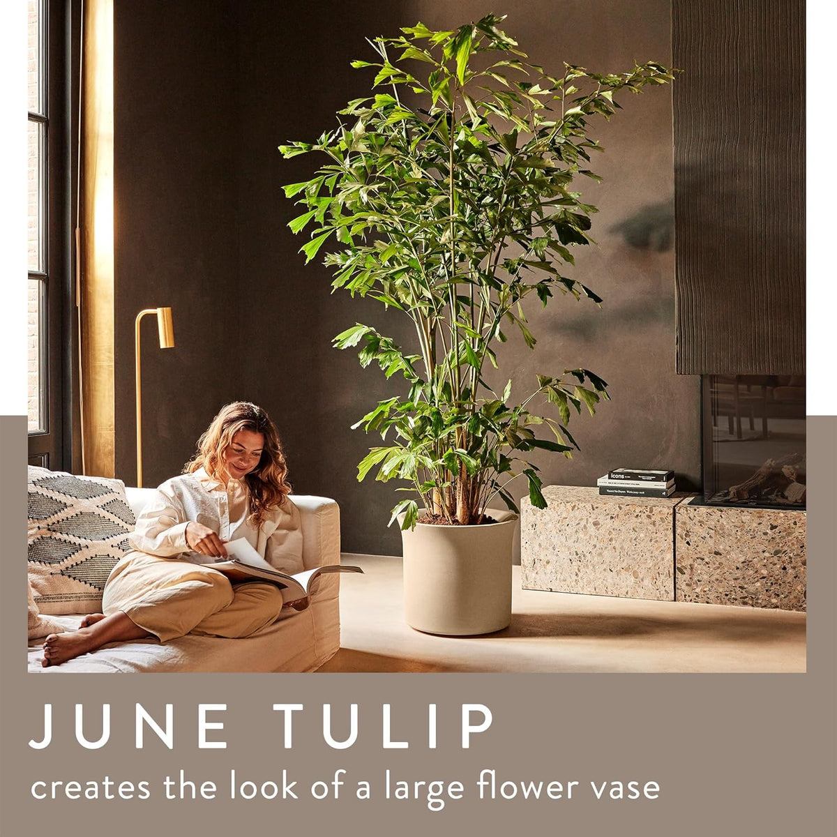 June Tulip 47cm Indoor / Outdoor Plant Pot - Balanced Beige