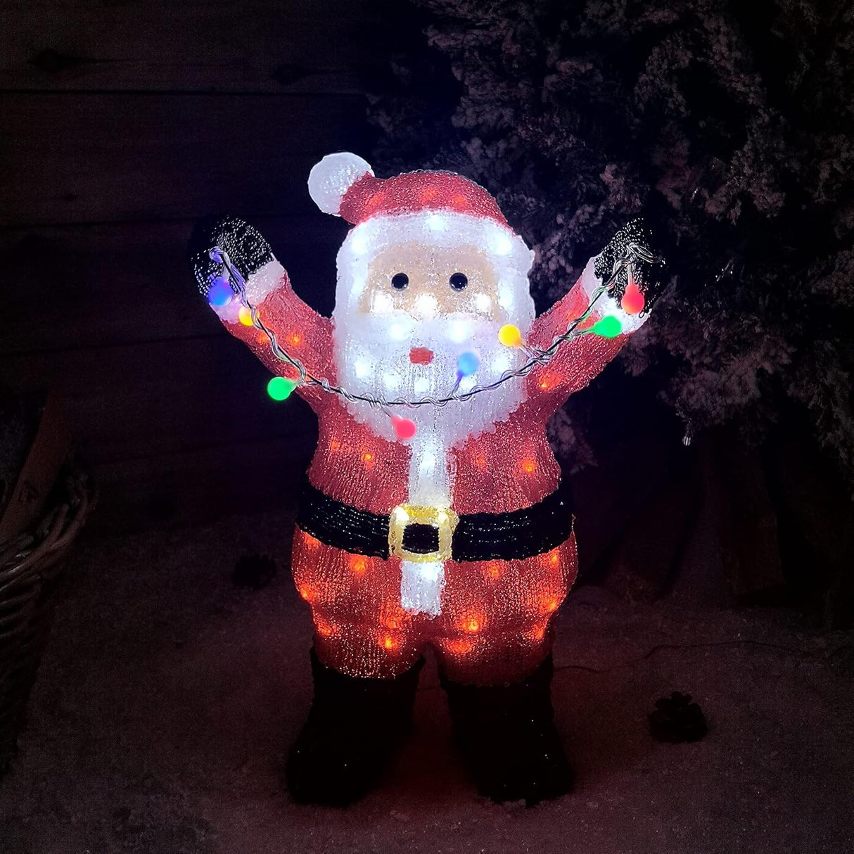 49cm Acrylic Standing Santa with 90 White LEDs