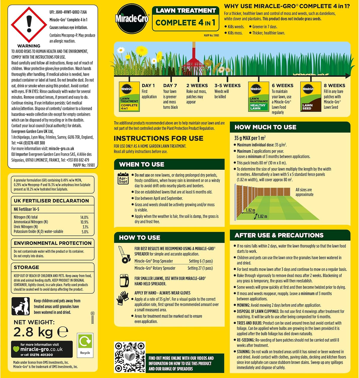 EverGreen Complete 4-in-1 Lawn Food, Weed & Moss Control - 360 m2