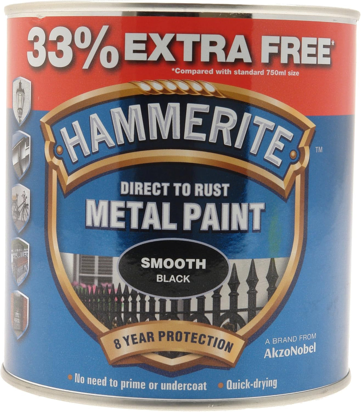 Hammerite 750ml Metal Paint - Smooth Black