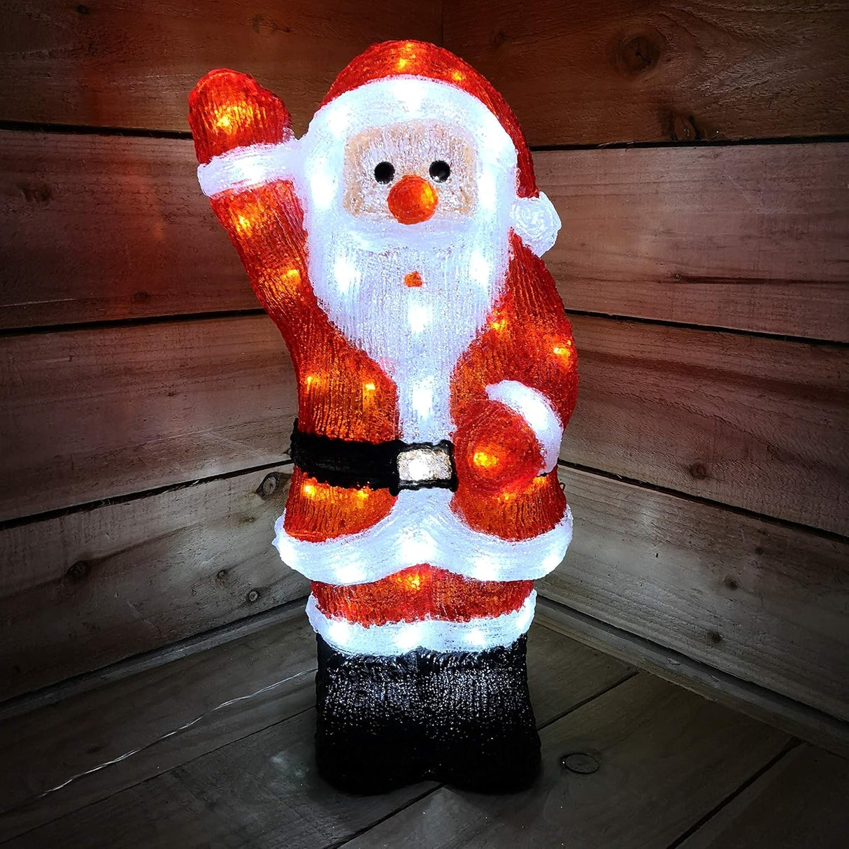 54.5cm Acrylic Standing Santa with 70 White LEDs