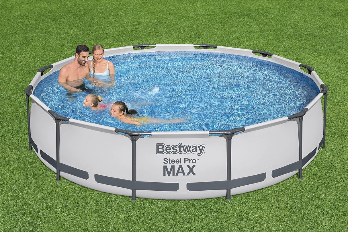 Bestway 12ft x 30in Grey Round Steel Pro Max Above Ground Pool Set