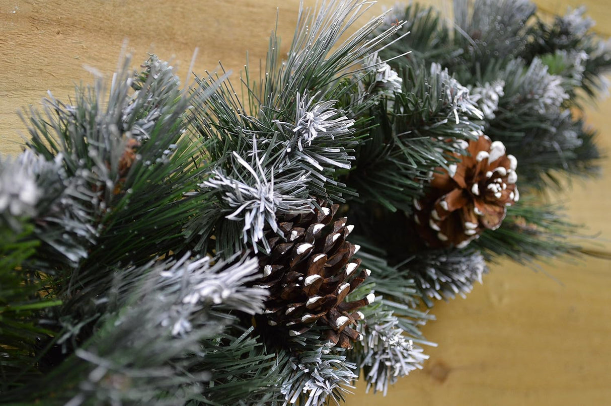 90cm/3ft Frosted Glacier Christmas Swag with Pine Cones