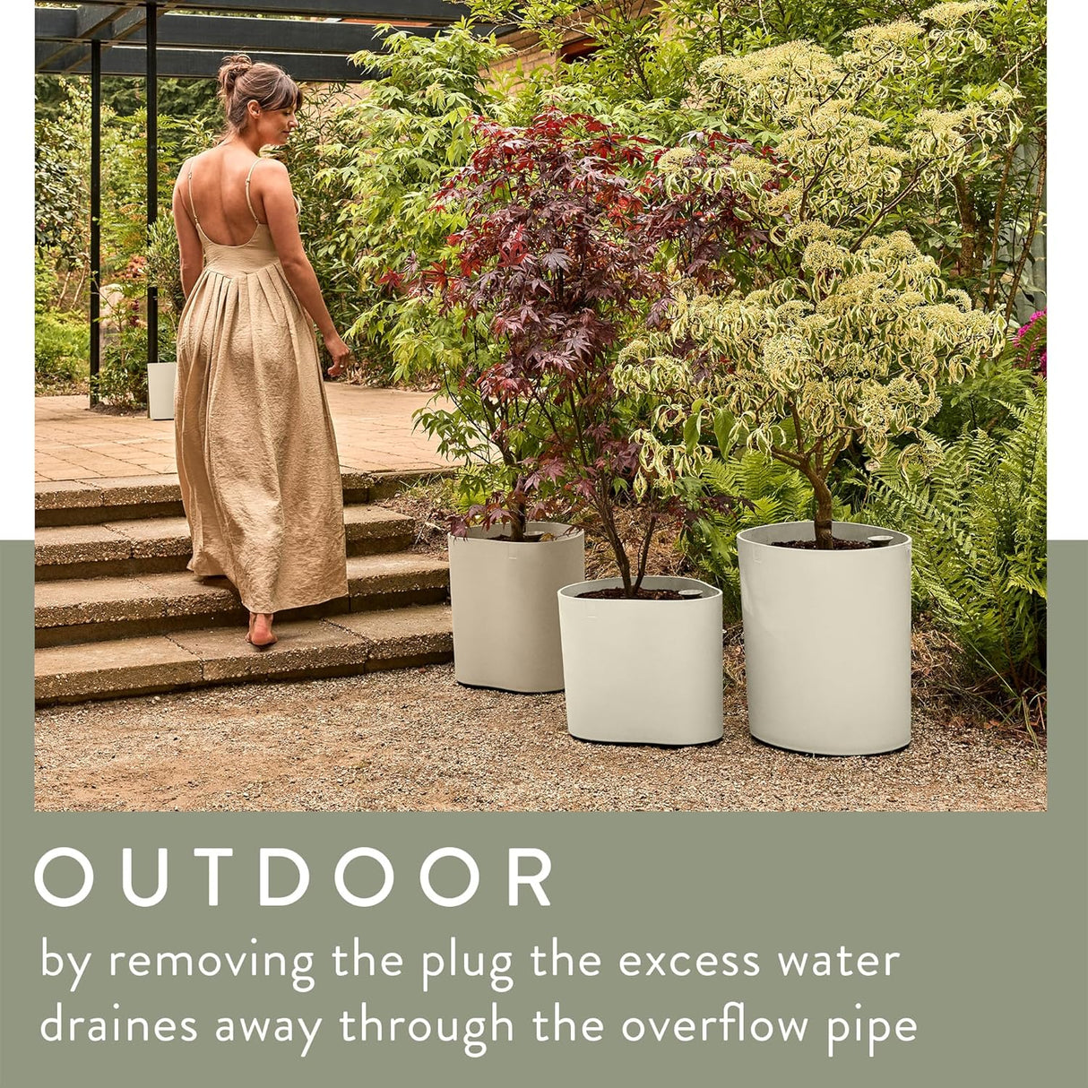 Eden Aquacare High 40cm Indoor / Outdoor Plant Pot - Soft Taupe