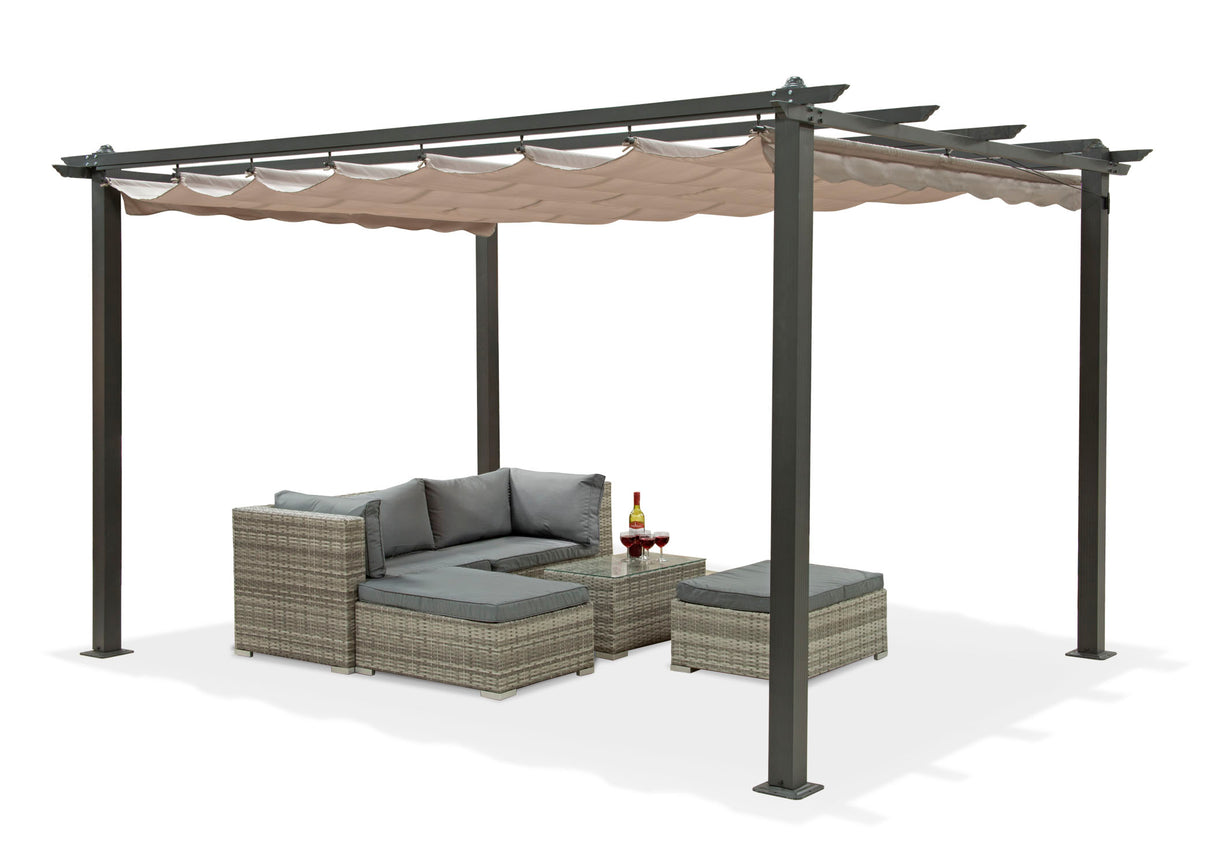 Aluminium Pergola 3m x 4m Garden Shade - Grey