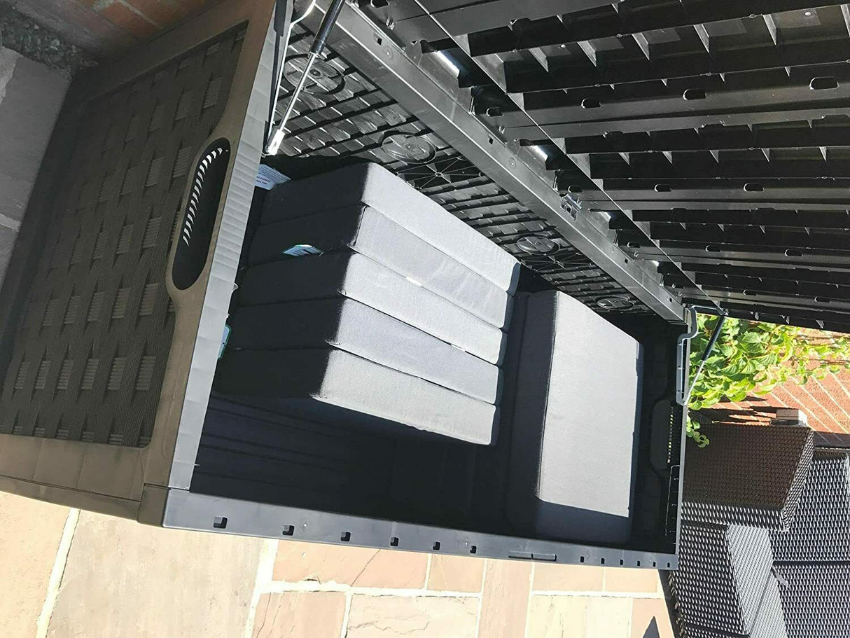 Starplast XXL Sit On Lid Rattan Effect Storge Box Black - 634L