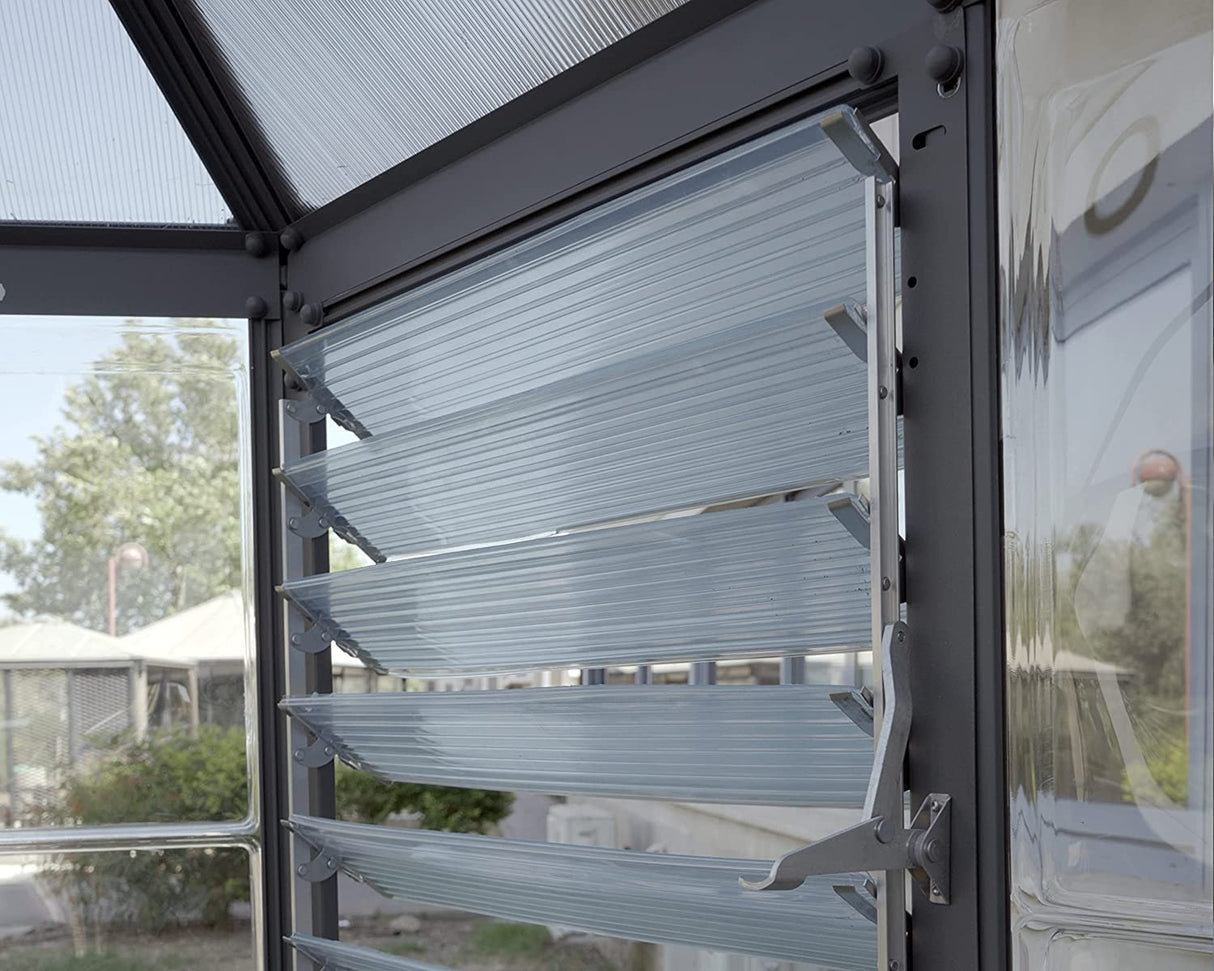 Oasis 8' Hexagonal Greenhouse - Grey Frame & Hybrid Polycarbonate Panels