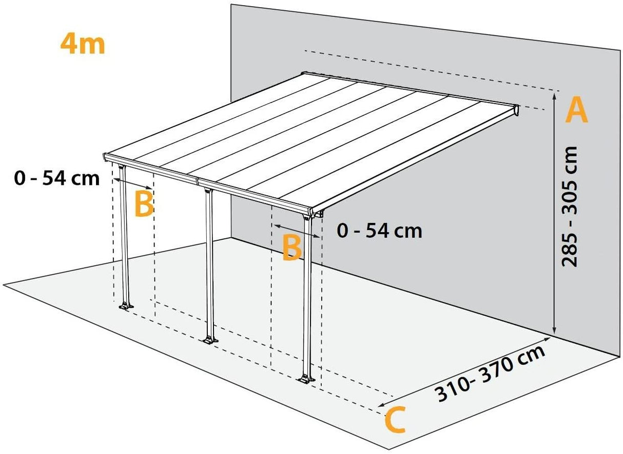 Feria Patio Cover 4m x 8.5m - White Frame & Clear Polycarbonate