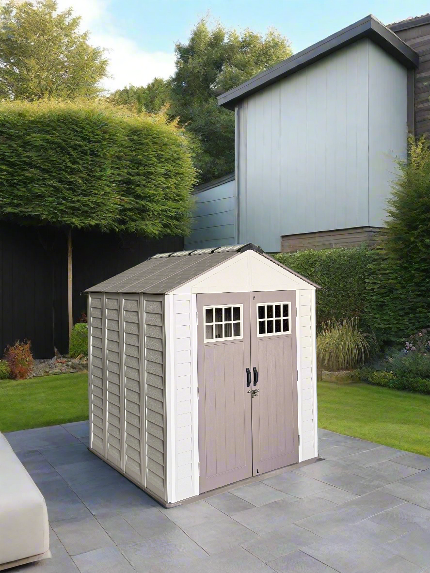 Balmoral Heavy-Duty Windproof Resin Dual-Wall High Density Garden Shed - 7 x 7 ft