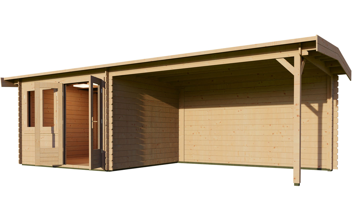 3x7m Log Cabin with Canopy